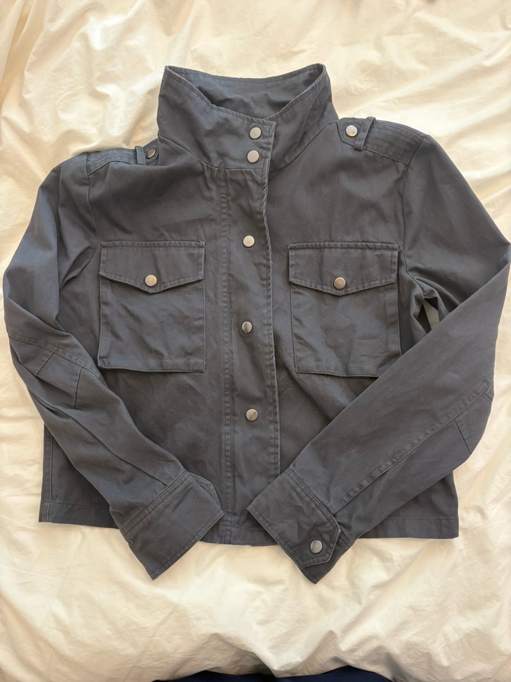 Vintage So Blue Gray Military-Style Field Jacket Funnel Neck